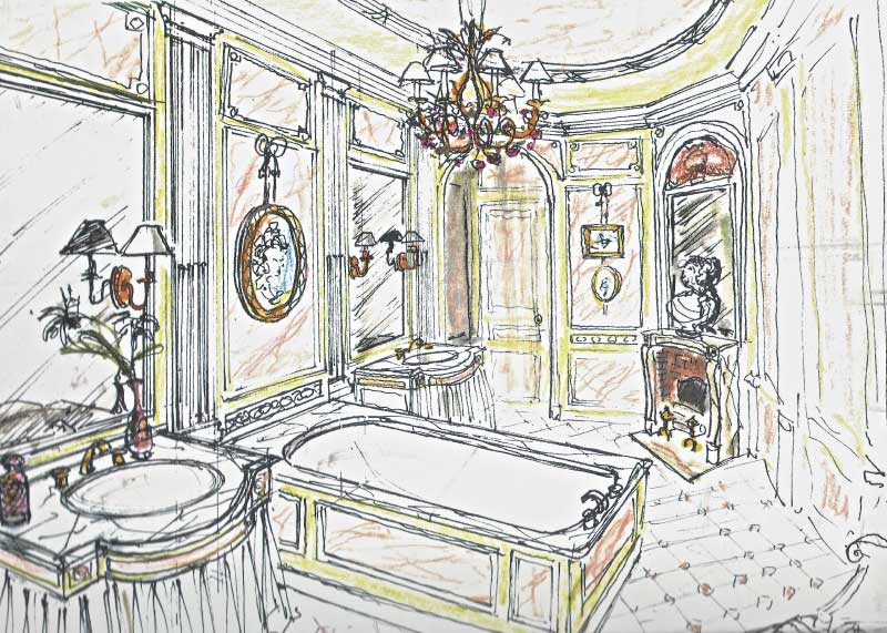 Projet de salle de bains dans le style du XVIIIe siècle